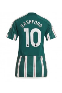 Manchester United Marcus Rashford #10 Fotballdrakt Borte Klær Dame 2023-24 Korte ermer